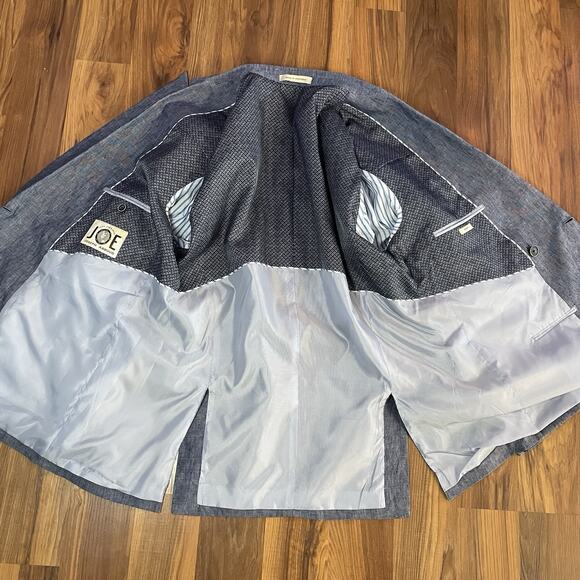 Joseph Abboud JOE Men’s 44 R Double Breasted 100% Linen Blazer - Heathered Blue - Picture 4 of 10